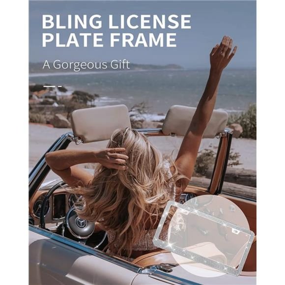 License Plate Frame - Lastingly Bling License Plate Frame - Sparkly Rhinestone - Picture 3 of 6